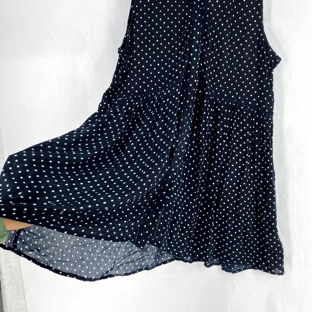 Anthropologie Shirt Dress Women L Navy Layla Lightweight Polka Dot Button - Picture 5 of 13